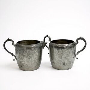 Mid-Century Pewter Sugar Bowl & Creamer